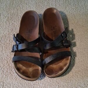 Papillio By Birkenstock Dark Black & Brown Buckle Sandals